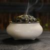 Ice Crack Ceramic Incense Burner with Antique Bronze Lid for Wormwood, Sandalwood, and Agarwood Incense