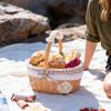 Woven Basket, Handcrafted Storage Basket With Handles And Linen, Multifunctional Bread And Fruit Container, Ideal For Family Gatherings