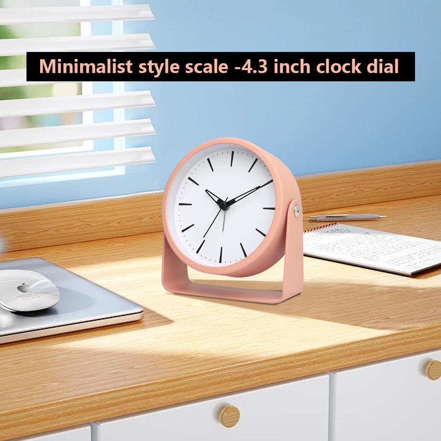 1pc 4.5 inch metal rotating quartz alarm clock, simple desktop silent clock, suitable for home and office decoration