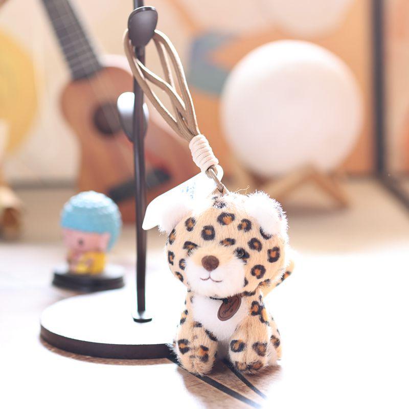 Cute Forest Animal Plush Keychain, Tiger Lion Leopard Giraffe Doll Pendant, Backpack Bag Hanging Ornament Gift