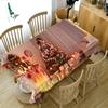 Tablecloth Golden Christmas Tree Socks And Elk Pattern Rectangular And Round Table Cloth Thicken Cotton Cover Towel