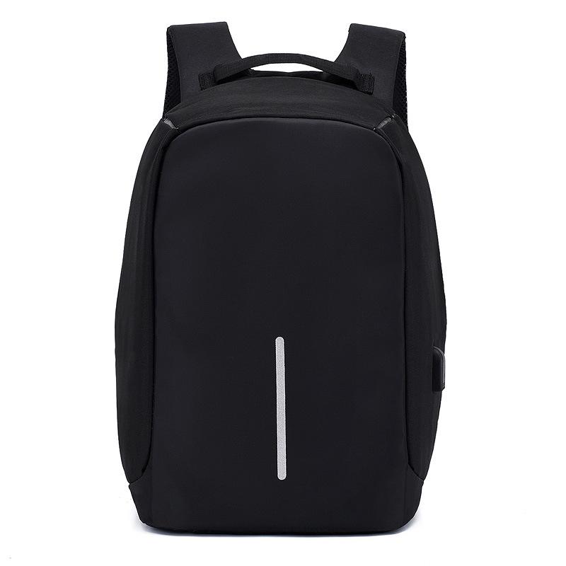 Men's Large Capacity Travel Backpack - Rechargeable & Simple Design for Students and Business