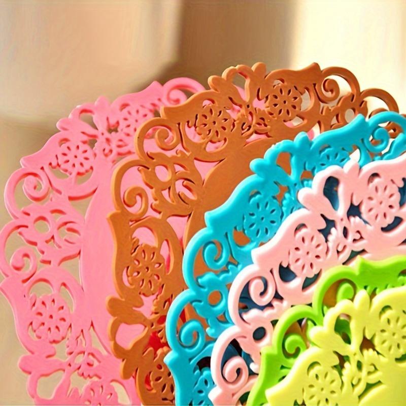 Creative Hollow Flower Design Silicone Coaster ,non-slip heat-resistant mat, suitable for kitchen, restaurant, home decoration