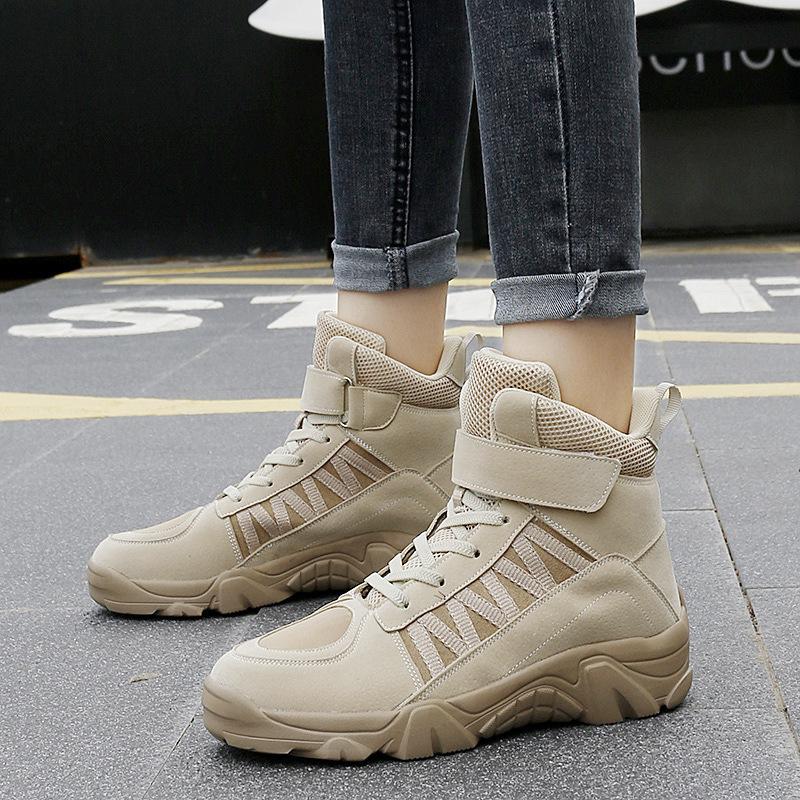 

2025 new spring and autumn, outdoor high-top non-slip sports large size, training camp off-road desert hiking shoes 35 хаки