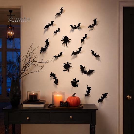 Bathroom And Kitchen Wall Decor Halloween 3D Stickers, Self-adhesive Peel Stick PVC Waterproof Non Residue Stickers Ghost/Bat/Spider Decals