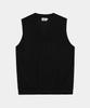 Lettercomo Minimal V-Neck Knit Vest Black