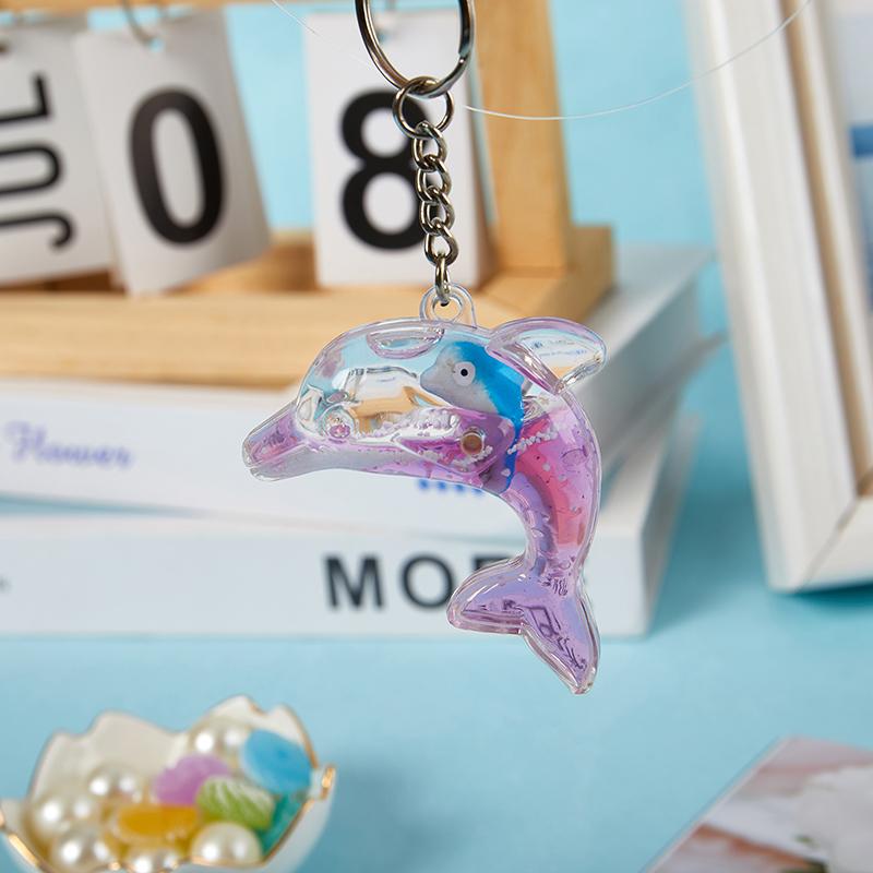 Kawaii Delphin Schlüsselanhänger für Autoschlüssel, schwimmende Flüssigkeit, süßer Wal, Ozean-Anhänger, Zubehör, Schlüsselanhänger, Damen, Taschenanhänger