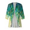 Women'S Casual Daily Cropped Sleeve Top Sleeve V Neck Fashion Printed Shirt Top Soft Drape Ruffle Cardigan