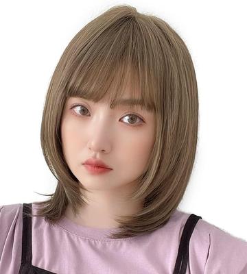 Brightlara Wig, Full Wig, Medium Length, Inner Color, Straight Black Hair, hf1420-UK