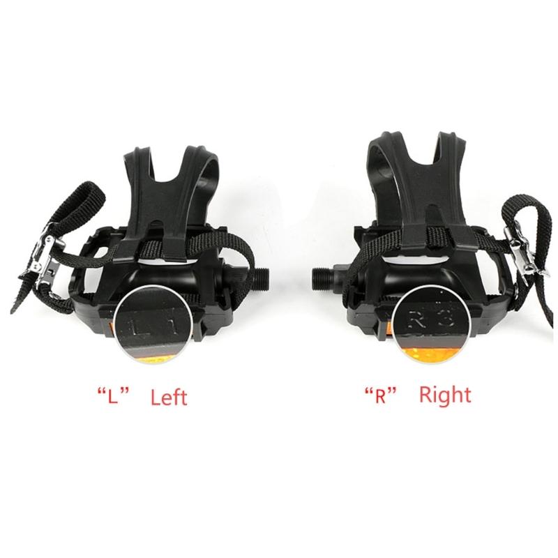 Bike Pedals Toe Clip Cage Spin Pedals with Toe Clip and Straps for Exercise Bike
