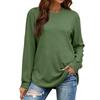 Women's Casual Fashion Round Neck Loose T-Shirt Solid Colour Long Sleeve Top