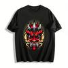 Japanese Red Hannya Mask Print T-shirt Dark Retro Wind Top Pure Cotton T-shirt