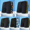 Inner Drawstring Mid-rise Swimming Trunks with Lining Streamlined Design Elastic Waistband Men Shark Print Stitching Swim Shorts Beachwear