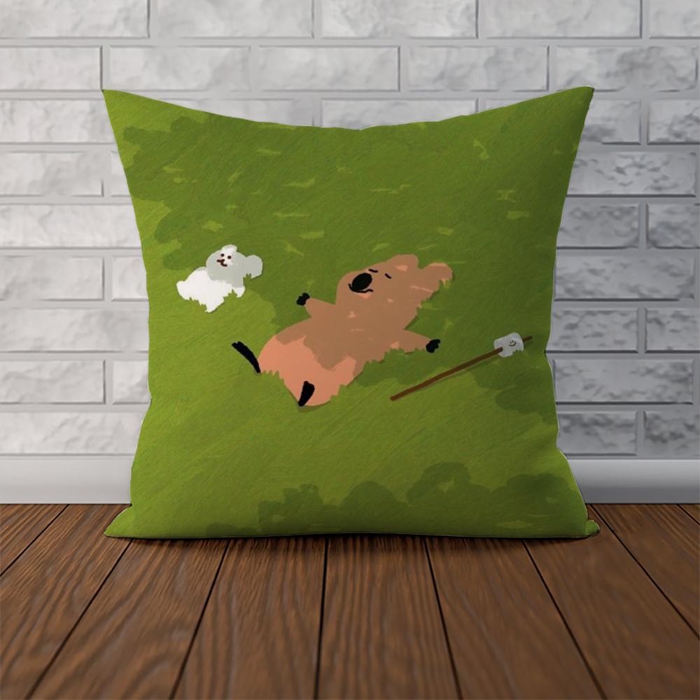 DDinotaeng Pillow Case For Car Sofa Decorative Home Doublesided Print Plush Square Throw Pillow Cushion Cover