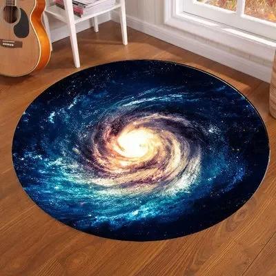 Galaxy Earth Moon Round Carpet Home Decoration Living Room Bedroom Floor Anti-Slip Mat Bathroom Kitchen Absorbent Floor Mat