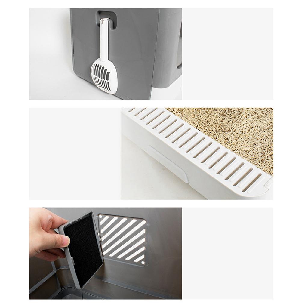 Cat Litter Box Enclosed PP Odorless Foldable Anti  ing with Scoop 2 Doors Cat Toilet for Pet Supplies
