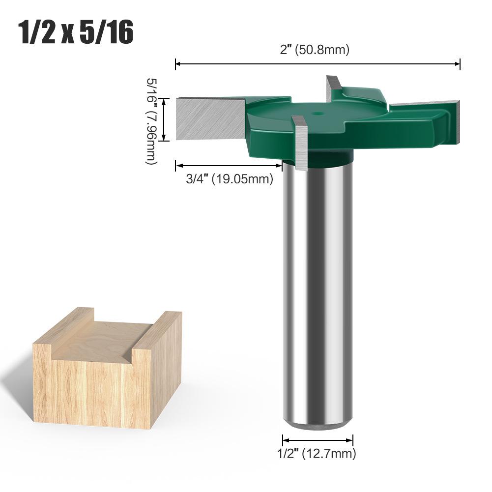 Four-Blade T-Knife Bottom Cleaning Knife Slotting Knife Woodworking Milling Cutter Engraving Machine Cutter Head Large Diameter Slotting Knife