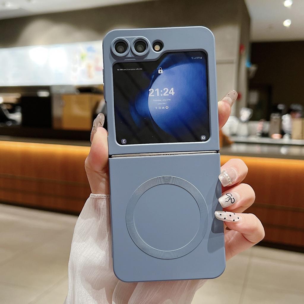 Magsafe Is Suitable for Samsung ZFlip7 Liquid Silicone Mobile Phone Case ZFlip5 Magnetic Suction Hole ZFlip6 Anti Fall