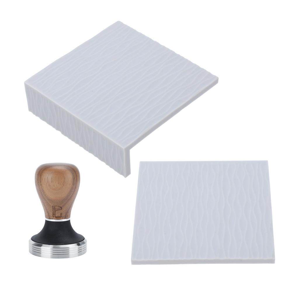 Silicone Coffee Tamper Mat Stainless Steel Coffee Tamper with 58mm Wood Tamper for Home Kitchen Gray