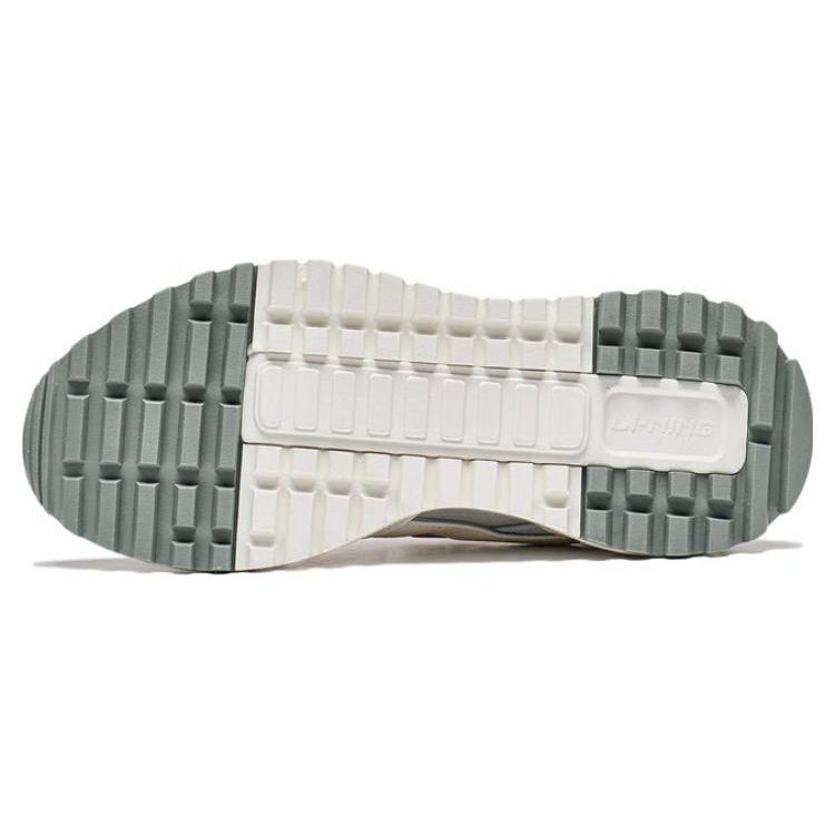 Li Ning Cheng Feng 2.0 Tela Cuero Sintético Antideslizante Resistente al Desgaste Zapatillas Casuales Deportivas de Caña Baja para Mujer Blanco Verde AGCT156-2