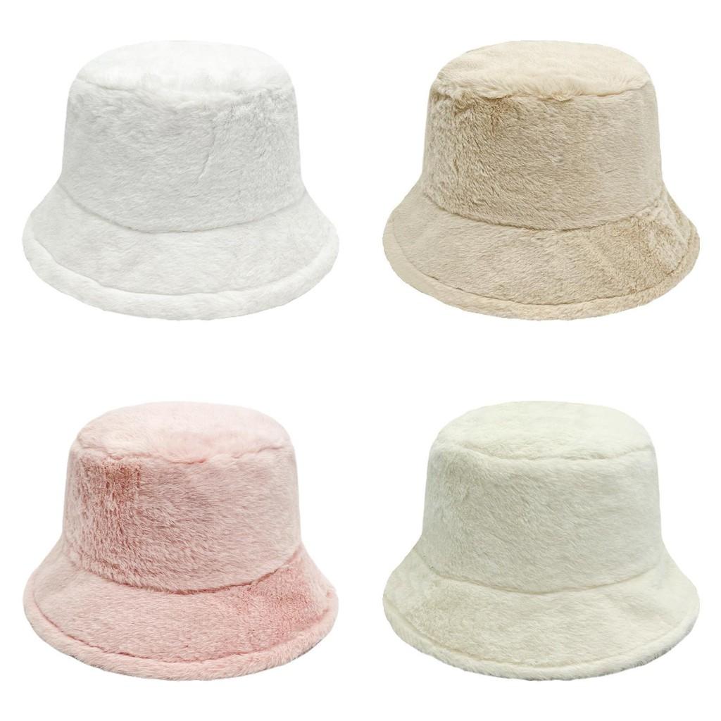 Stylish Winter Bucket Hat For Women With Thick Faux Rabbit Fur For Casual Outdoor Use