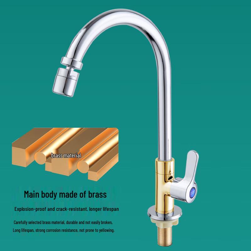ZISIZ All-Copper Kitchen Single Cold Wall-Mounted Faucet
