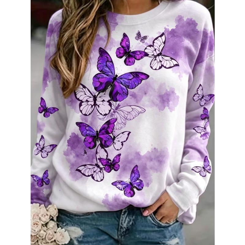Women's Fashion Casual 3D Print Crew Neck Long Sleeve T-Shirt