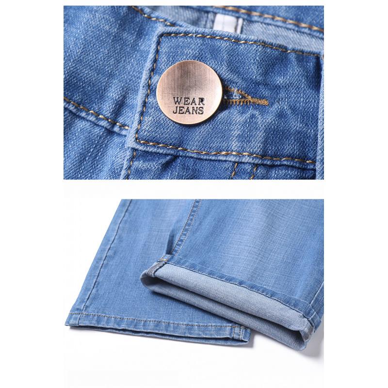 Sommer-Jeansshorts für Herren Dünner Stil 5-Punkt Mittellang Lässige Sporthosen Locker Gerade Slim-Fit Hosen