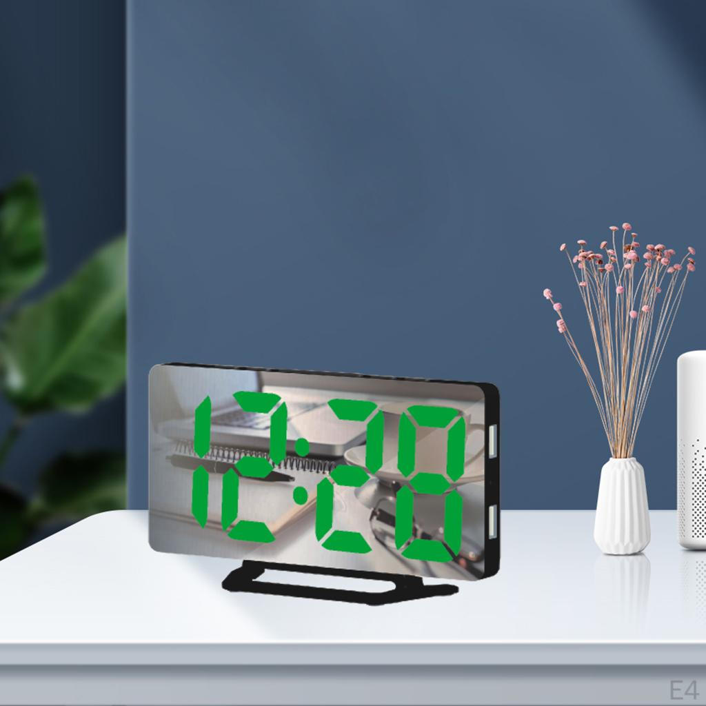 Digital , mirror Electronic Clocks, with Charging Ports,Modern Clocks for Bedrooms