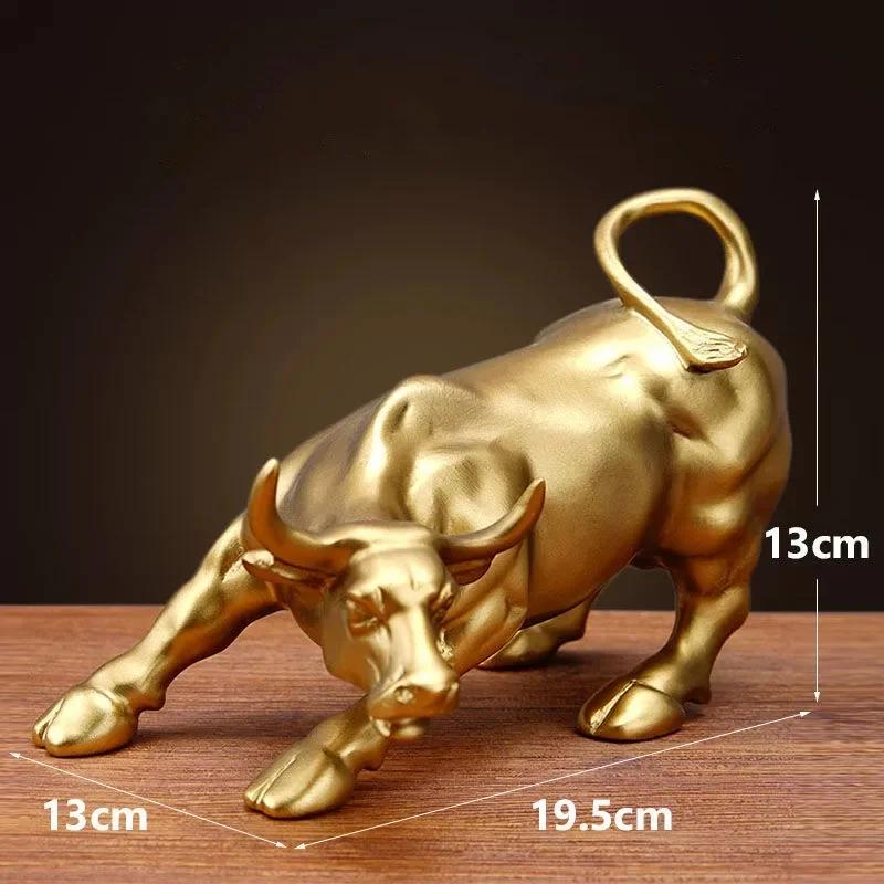 Stock Market Bull Statue, Resin Desktop Ornament, Modern Home Office Table Decor Figurine, Bull Market Trend Sculpture