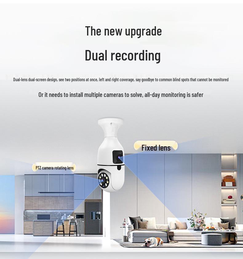 WiFi Dual-Lens HD 2MP Day/Night Full Color 360° Panoramic Home Surveillance Camera.