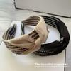 Korean Version Temperament Thousand Bird Grid High-end Feeling Headband Wide Edge Knotted Striped Headband Women's External