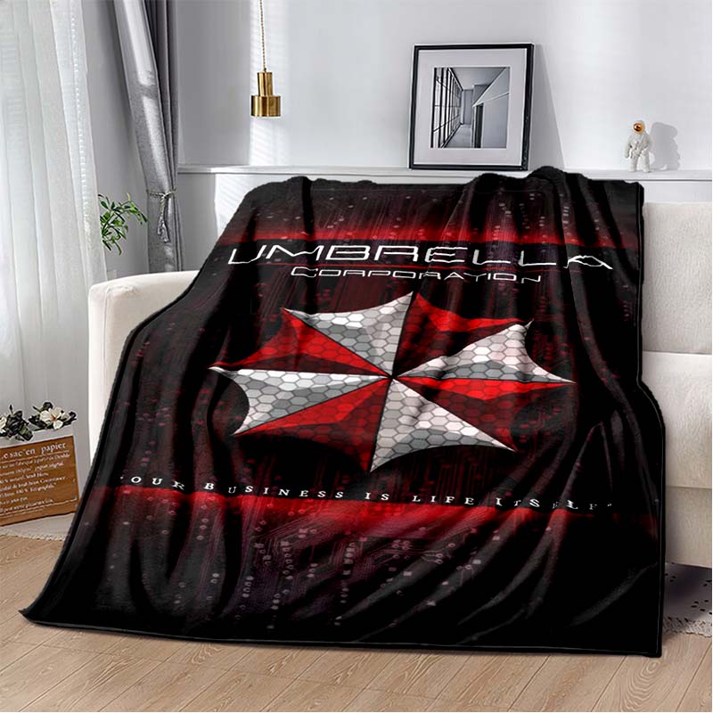 R-Resident Evil Game Gamer Soft Plush Blanket Leon Ada Red Umbrella Blanket for Living Room Bedroom Bed Sofa Picnic Office Cover
