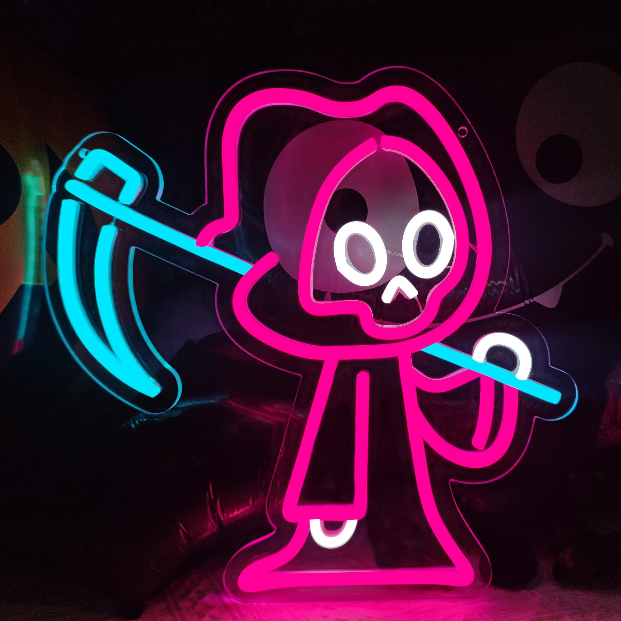 

Ghost Halloween Grim Reaper Neon Ghost Shape Signs with USB Powered for Halloween Party,Bar,Room Decoration,Kids,Game Room