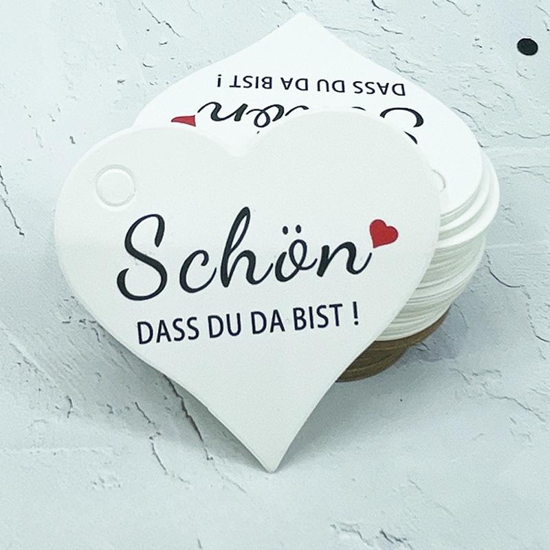 100pcs In Stock Hanging Tag German Heart Thank You Valentine's Day Kraft Paper Heart Tag Label Gift