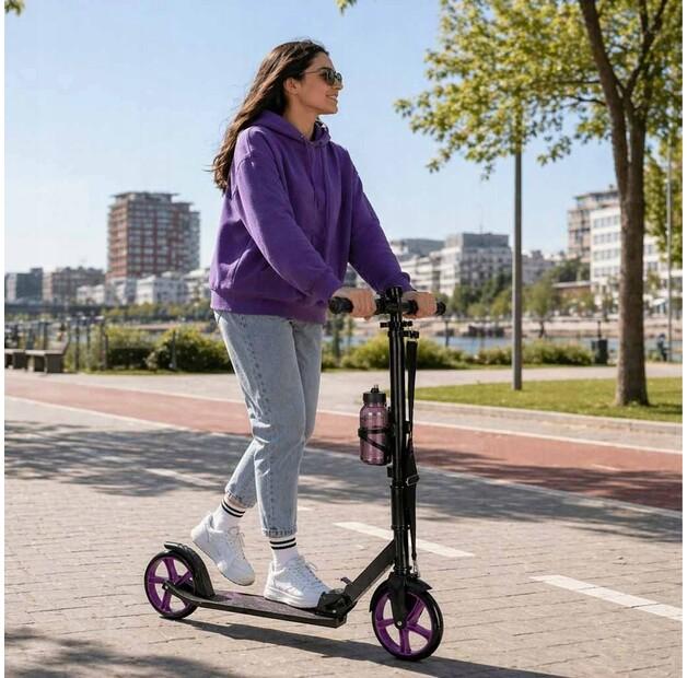 Самокат городской складной Trike Fix 200мм чёрно-фиолетовый