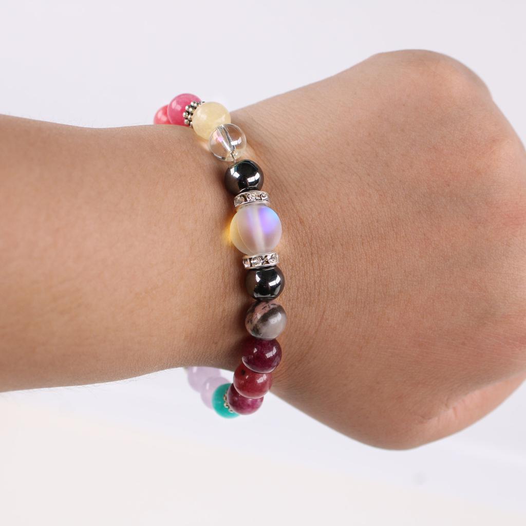 New Personalized Trend Bead String, European and American Pink Zebra Stone Bracelet, Colored Garnet Natural Stone Bracelet Beads.