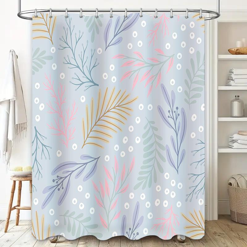 Colorful Floral Pattern Shower Curtain Waterproof Bath Decor for Bathroom Decoration Home Accessories Light Blue, Green Pink