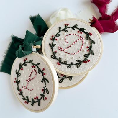 Yousheng DIY Embroidered Christmas Ornaments Personalized Initial AZ Monogram Embroidery Set Mini Handmade Christmas Embroidery Kit for Beginners
