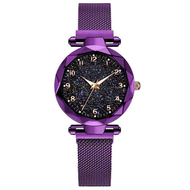 Montre à Quartz Lumineuse Numérique Ciel Étoilé à Bracelet Magnétique Pour Étudiants