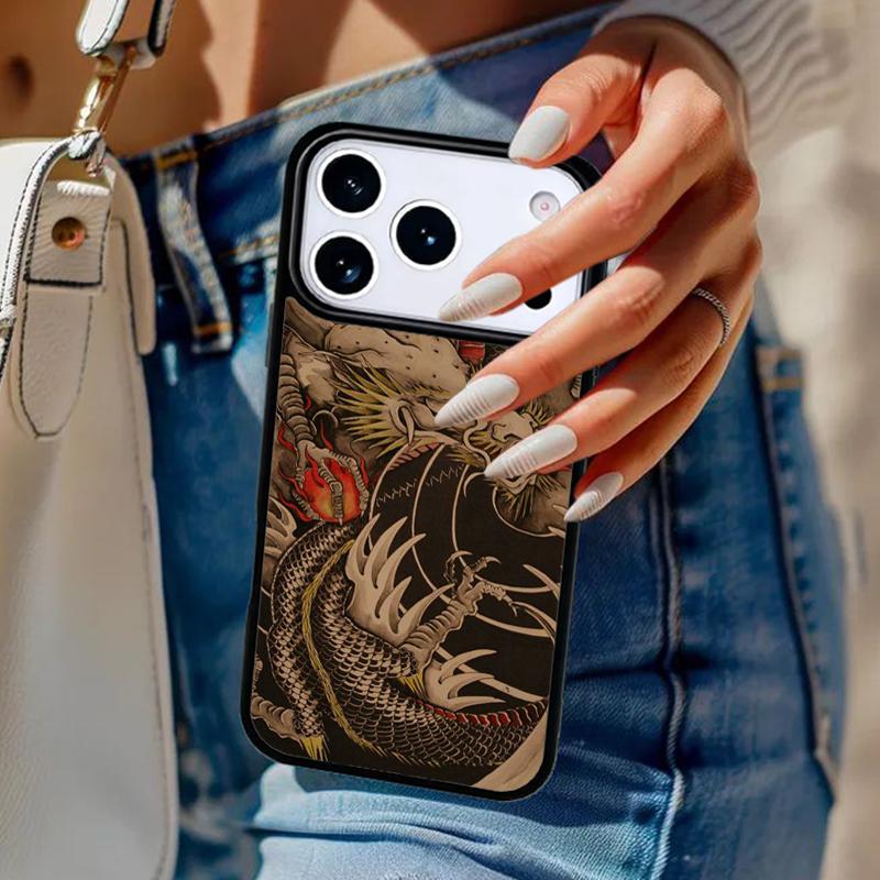 Ancient Japanese Dragon Phone Case For iPhone 17 Air 14 15 13 12 Max Cover For Apple 14 15 16 16e 11 Pro Max Plus Coque