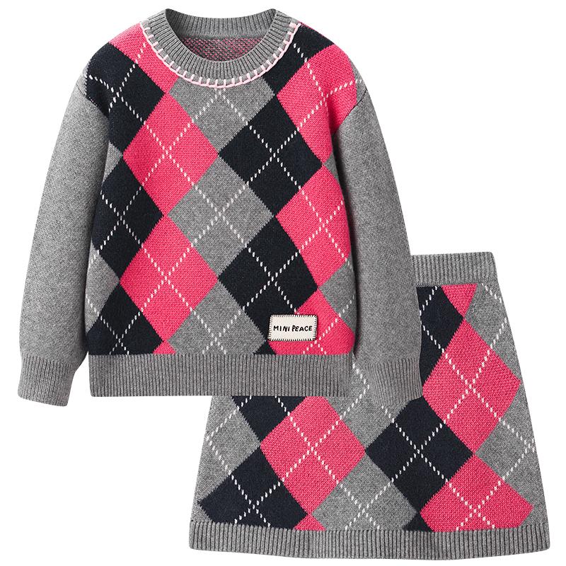 MiniPeace Girls  Casual Long Sleeve  Skirt Set 130
