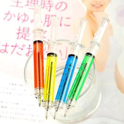 4 Piezas/Lote Bolígrafo Jeringa Novedad Líquido Bolígrafo Jeringa Regalo para Niños