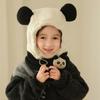 Warm Drawstring Bear Ear Hat Soft Panda Neckerchief Panda Plush Scarf with Face Mask  Streetwear