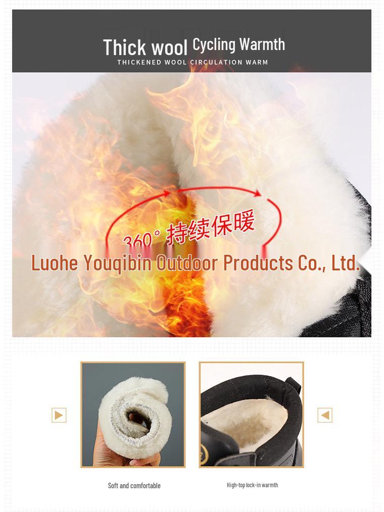 מגפי שלג חורפיים מרופדים בפרווה לגברים - עבים, חמים, מונעי החלקה, עמידים לקור, נעלי כותנה לחוץ.