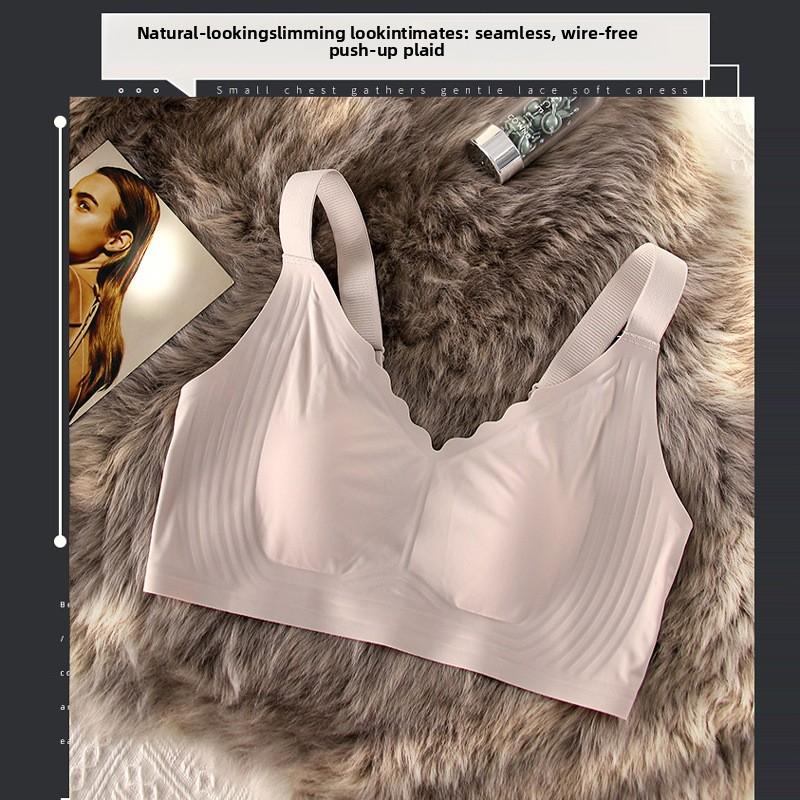 Ultra Thin Soft Support Jelly Bra for Women with Large Chest, Small and Seamless Without Steel Ring, Gathered and Supported Bra