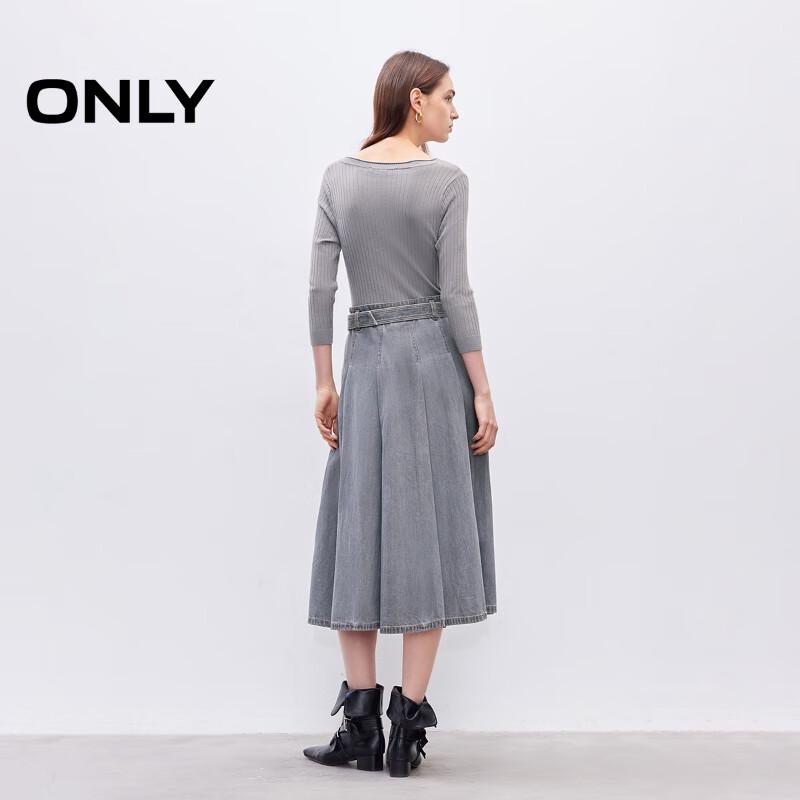 ONLY Women's Ribbed Knit Midi Dress with Mixed Material Splicing