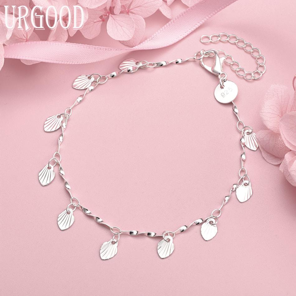 925 Sterling Silver Leaf Bracelet Gift Wedding Fashion Jewelry