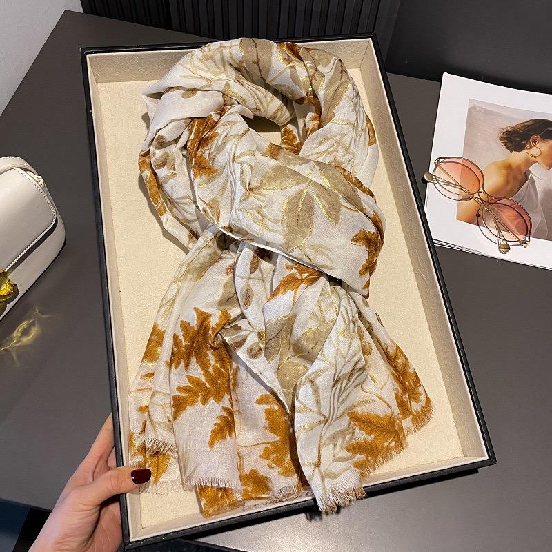 Fashion Lurex Glitter Leaf Floral Fringe Viscose Shawls Scarf Lady High Quality Thin Wrap Beach Stole Bufandas Muslim Hijab