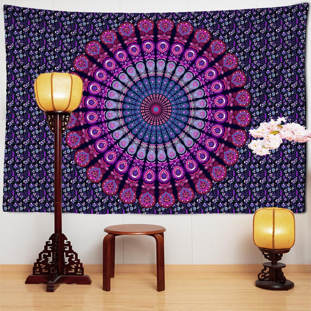 Tapiserie cu mandala violet închis, agățat pe perete, boemă, misterioasă, estetică abstractă, artă pentru cameră, decor pentru dormitor